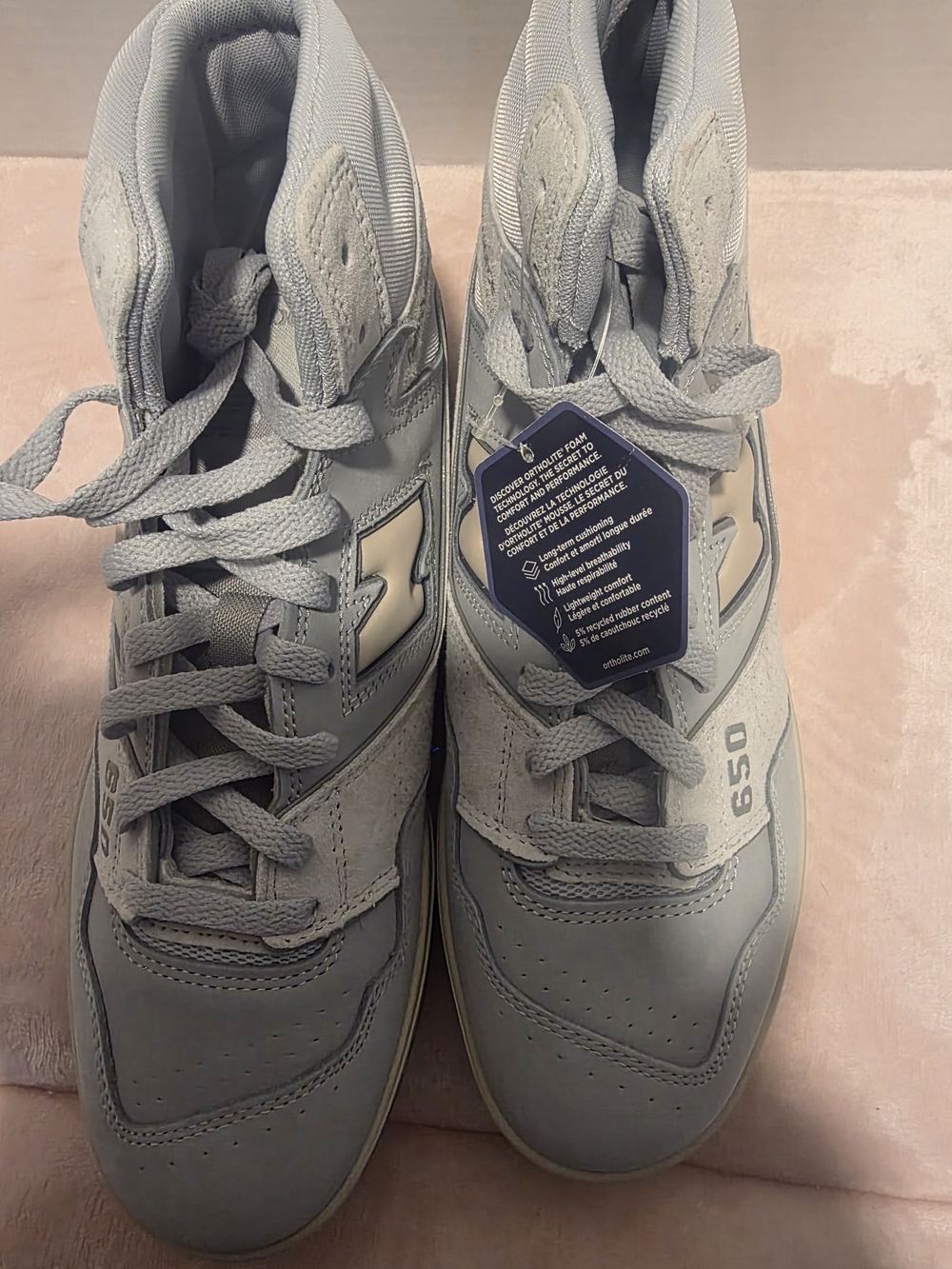 New Balance Men Light Gray 650 High-Top Sneakers
